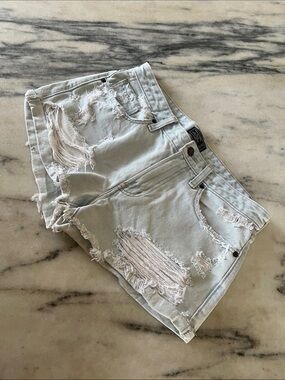 Abercrombie & Fitch Light Blue Distressed Denim Shorts